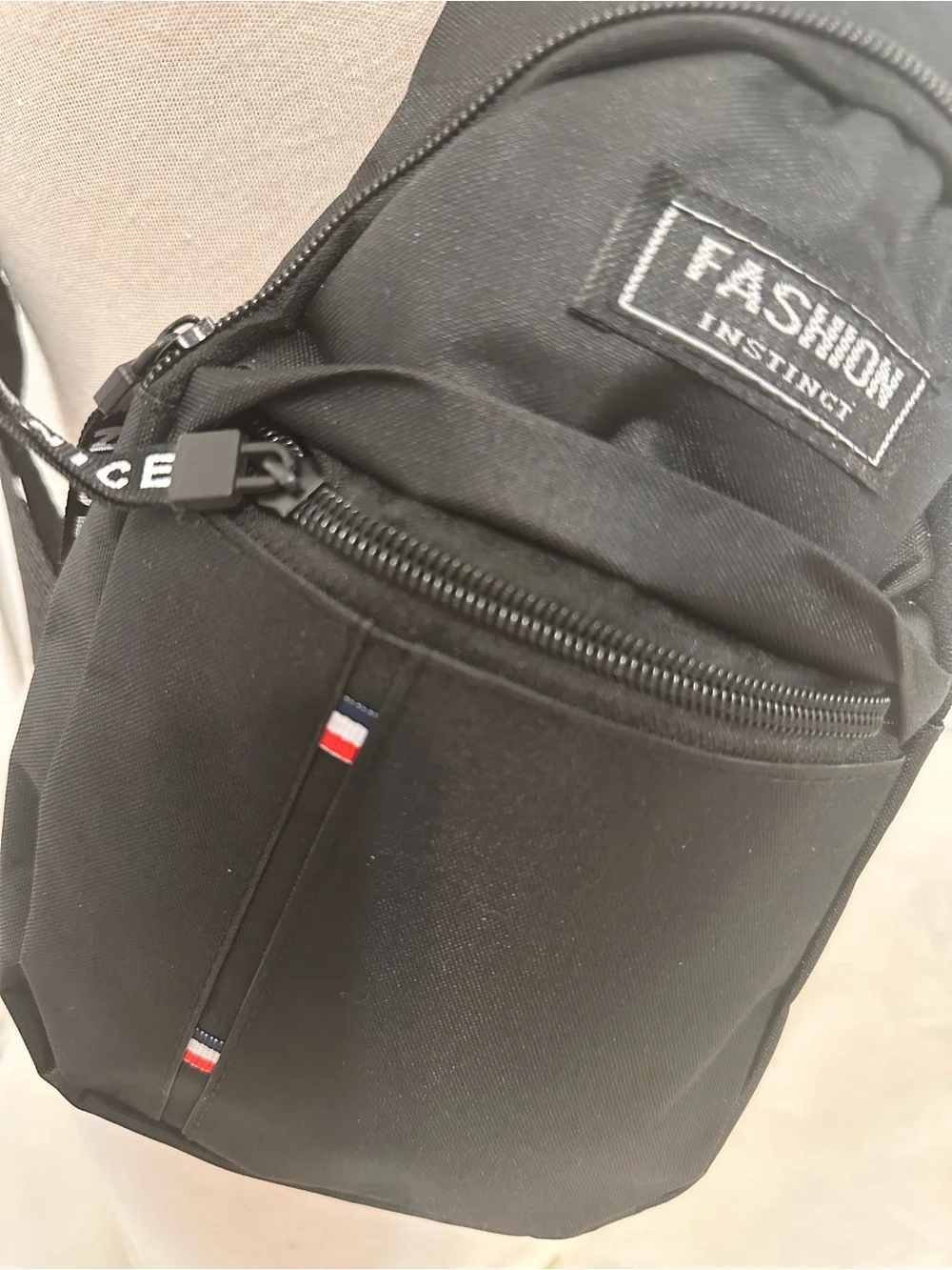 Fashion Label Black Sling Crossbody Bag for Men